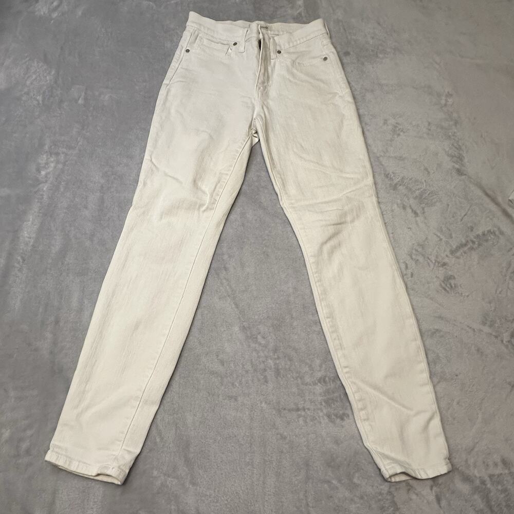 Madewell White Denim Jeans 9" High Riser Skinny Skinny Tapered Leg Women Size 27